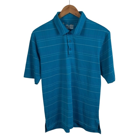PO323 Men’s Under Armour Loose Heat Gear Striped Performance Polo Shirt S - Picture 1 of 5